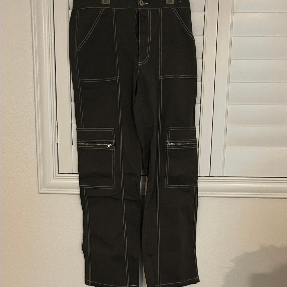 Women's Black Straight Leg Cargo Pants